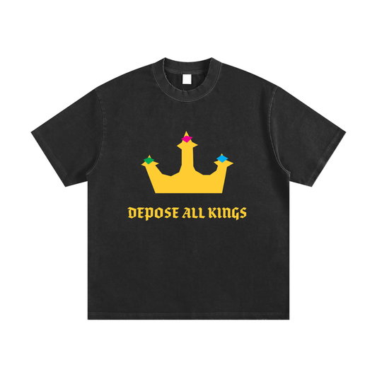 DEPOSE ALL KINGS - Heavyweight Vintage Washed Frayed T-Shirt